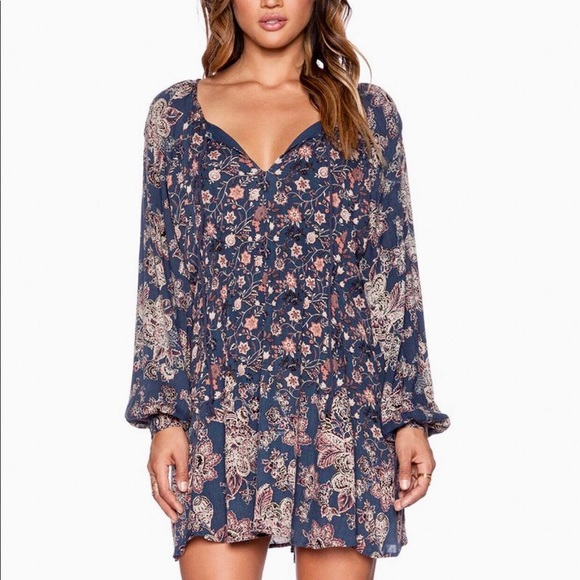 Free People Dresses & Skirts - Free People Lucky Loosie Indigo Floral Dress